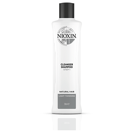 Nioxin’s Cleanser Shampoo System 1 for natural hair with light thinning is the first step of a three part Nioxin regimen, specially formulated to strengthen the hair to prevent breakage and amplify hair texture.   It prepares the hair and scalp for a complete hair thickening treatment with Nioxin’s three part System 1. This professional derma-purifying Cleanser Shampoo removes dirt, excessive oil and other environmental residues from the scalp and hair.