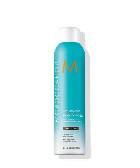 hake well. Spray Moroccanoil® Dry Shampoo 6–8 inches (15–20 cm) away from dry roots. Let dry, then massage into scalp as you would with wet shampoo. Brush out.