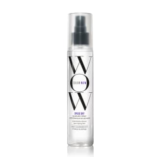 Color Wow Speed Dry Blow Dry Spray dramatically reduces heat-styling time.  - Alcohol-free formula - Counteracts porosity common to color-treated hair, keeping vital moisture inside the cuticle - Forms a high-gloss, protective clear-coat on the hair - A blend of keratin proteins and silk amino acids helps strengthen hair, while panthenol helps soften hair for a healthier-looking texture